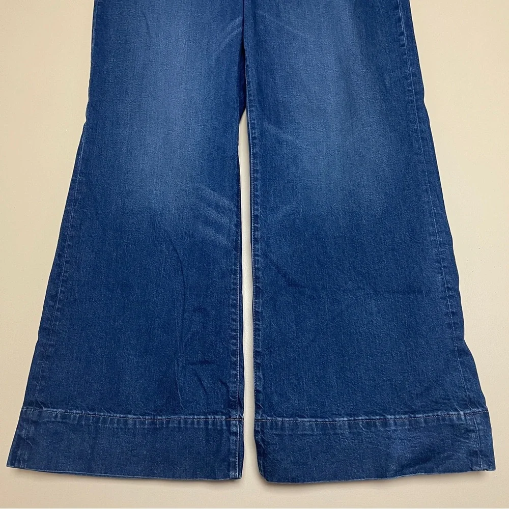 J. Crew Denim Trouser 1996 Semi-Stretch Resin Rinse Wide Leg Jeans Size 34 CC566